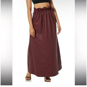 TEREA Women's Liv vegan leather maxi skirt in a dark cherry/burgundy size M NWT